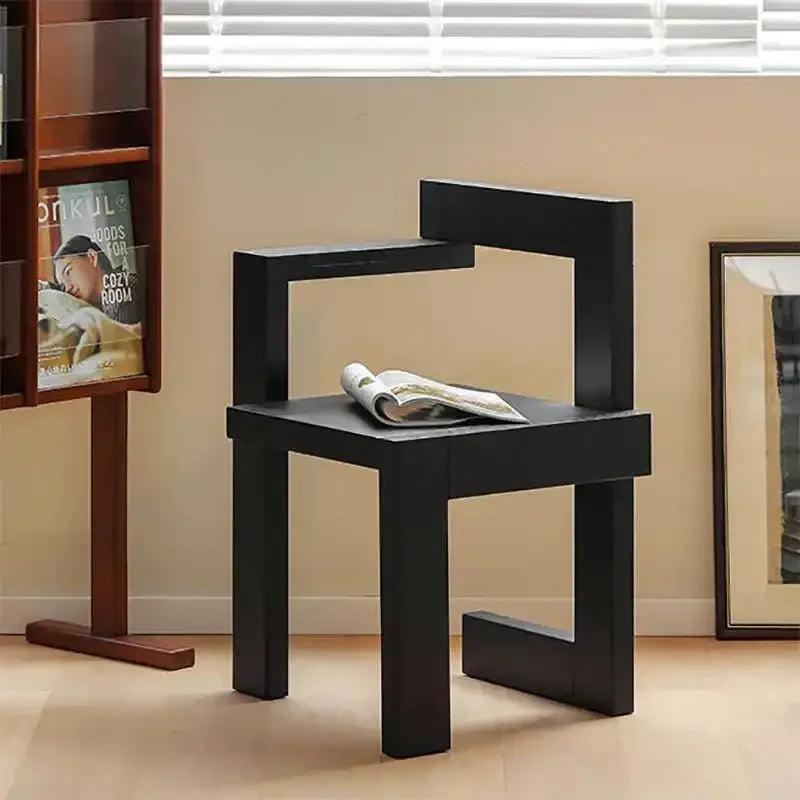 chaise salon moderne minimaliste bois massif noir esthétique simple décoration chambre coucher