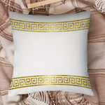 coussin carré blanc motif géométrique doré classique 100% polyester élégant salon chambre terrasse decoration