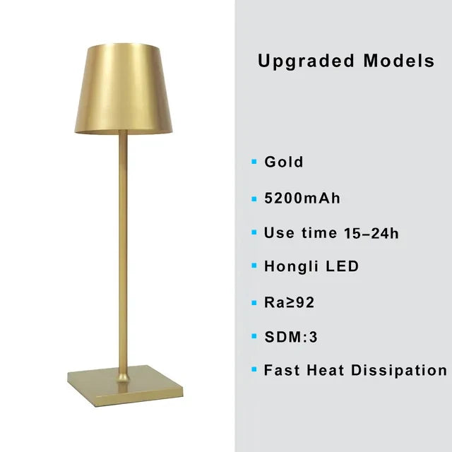 lampe table led rechargeable gris doré rose bleu noir touch control moderne minimaliste