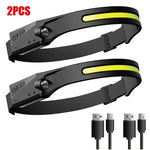 lampe frontale rechargeable led noire jaune mode nuit camping pêche extérieur USB cable sortie