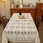 nappe coton fleur brodée table manger mariage fête noël classique floral beigeclair rustic