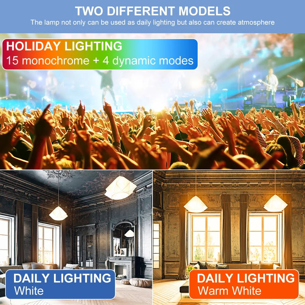 ampoule led rgb 25w e27 blanc multicolore transparente moderne télécommande 24touches lumière ambiance chambre