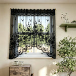 rideau arqué dentelle noir floral transparent vintage romantique decoration boheme