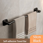 porte serviettes mural adhésif alliage aluminium noir moderne salle bain sans perçage fixe plastique