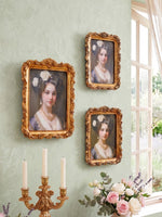 cadre photo or baroque ornements floraux classique moderne rectangle mural gravé