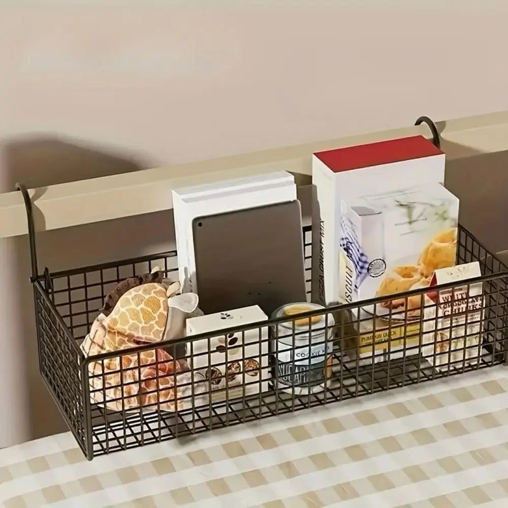 panier rangement noir fer maille fine moderne sans perçage 36x15cm capacité grande utilisation multiple