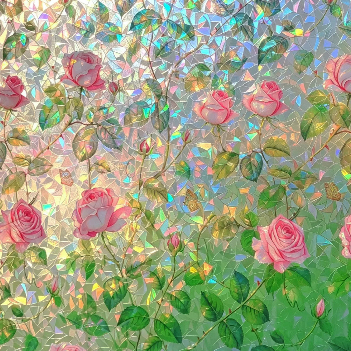 film fenêtre adhésif rose floral protection uv isolante thermique vintage 120x200cm
