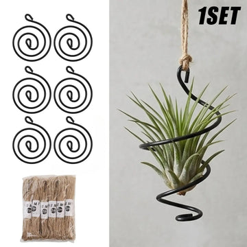 support plante aérienne tillandsia spirale métal corde jute décor jardin intérieur noir vert rouge