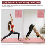 tapis yoga rose gris illustrations postures 6mm moderne opacité cordelette 183x57cm