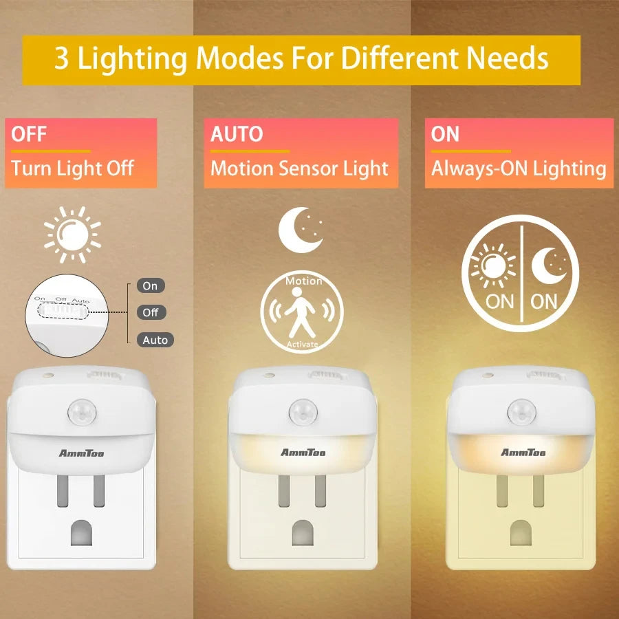 veilleuse led mini nuit blanc moderne capteur mouvement prise murale fixe 64x44mm opaquer sans