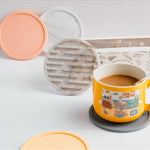 coasters silicone rayés moderne bleu gris noir orange beige marbre