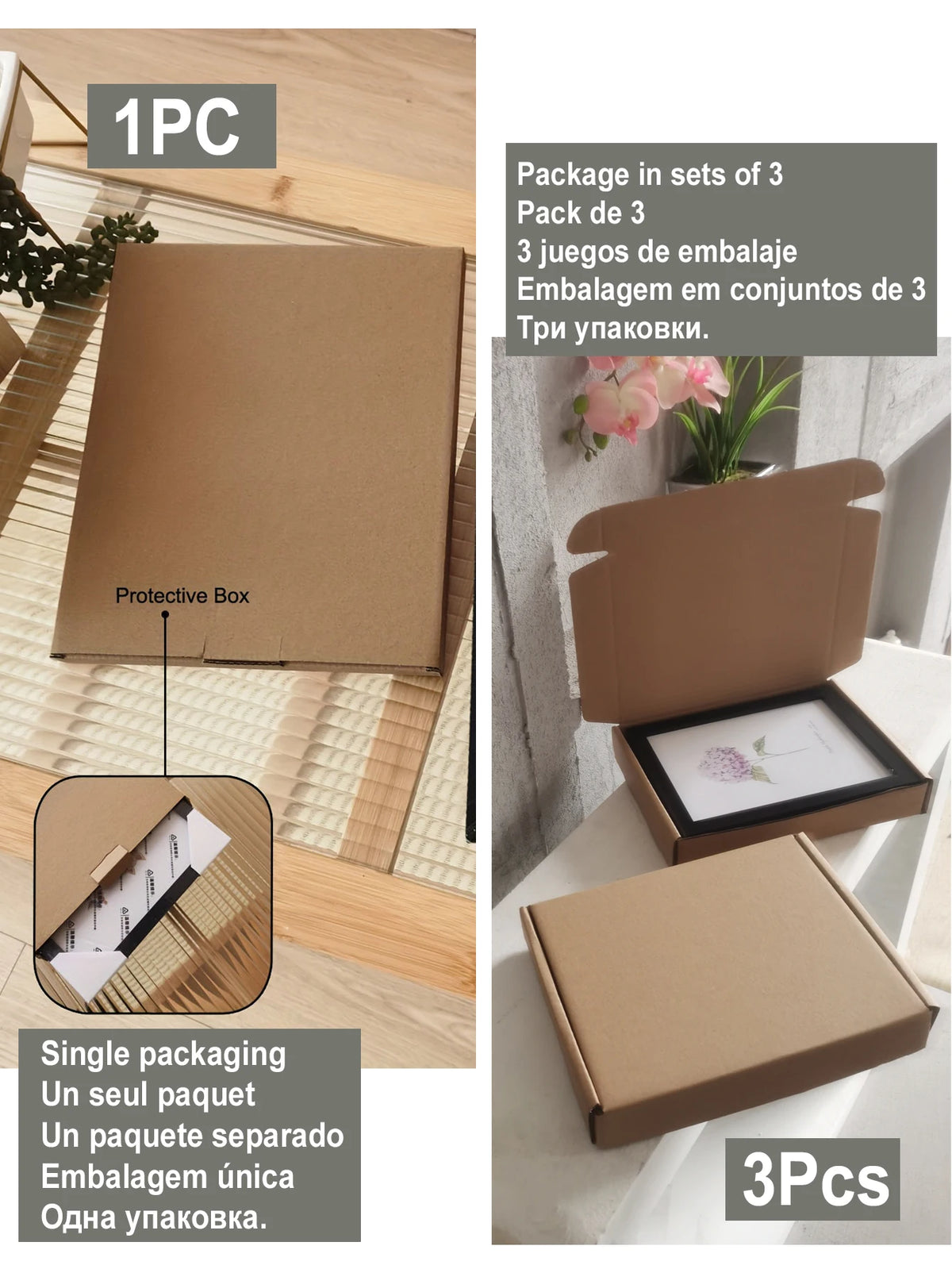 cadre photo bois rectangulaire contemporain mur table motifs floraux abstraits