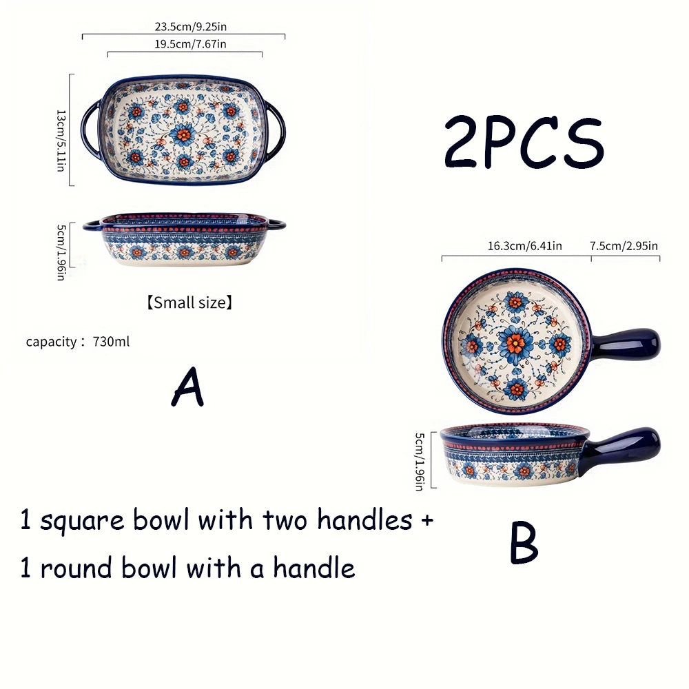 assiettes soupe vintage céramique fleur bleue rouge bordure ornée compatibles four lave vaisselle