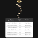Suspension lumineuse contemporaine 15 lumières blanc doré D60 4000k 3000k 6000k
