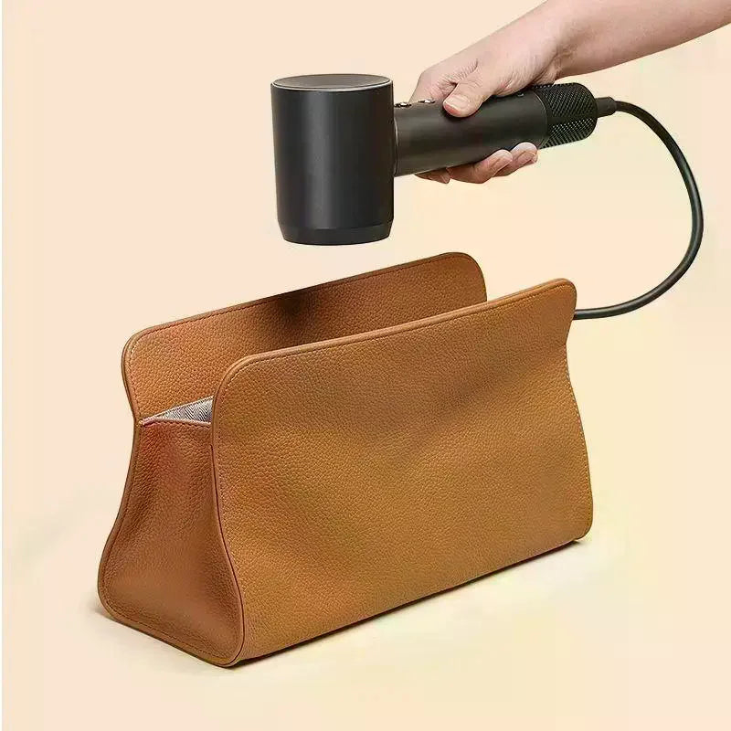 sac rangement aspirateur cheveux fer lisser cordon moderne texture cuir noir marronclair
