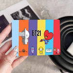 autocollants carte banque cartes modernes dessin animé personnages bt21 coeurs waterproof réutilisables bleu orange