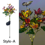 lampe solaire papillons fleurs bleu orange violet vert extérieure décoration noël jardin lumière