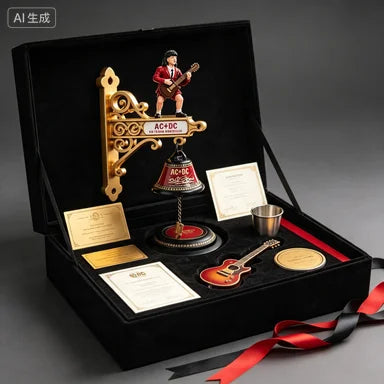 cloche murale acdc or rouge figurine angus young sonnette décoration vintage métal figurine rock