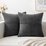 housses coussin polyester coton rayures moderne noir zip lit