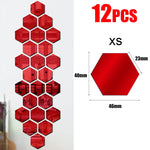 miroir hexagonal acrylique adhésif mural décoratif mosaïque brillant argenté doré gris clair moderne
