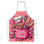 tablier cuisine rose illustration biscuits dessin animé cuillères chef élastiques durable protection lin