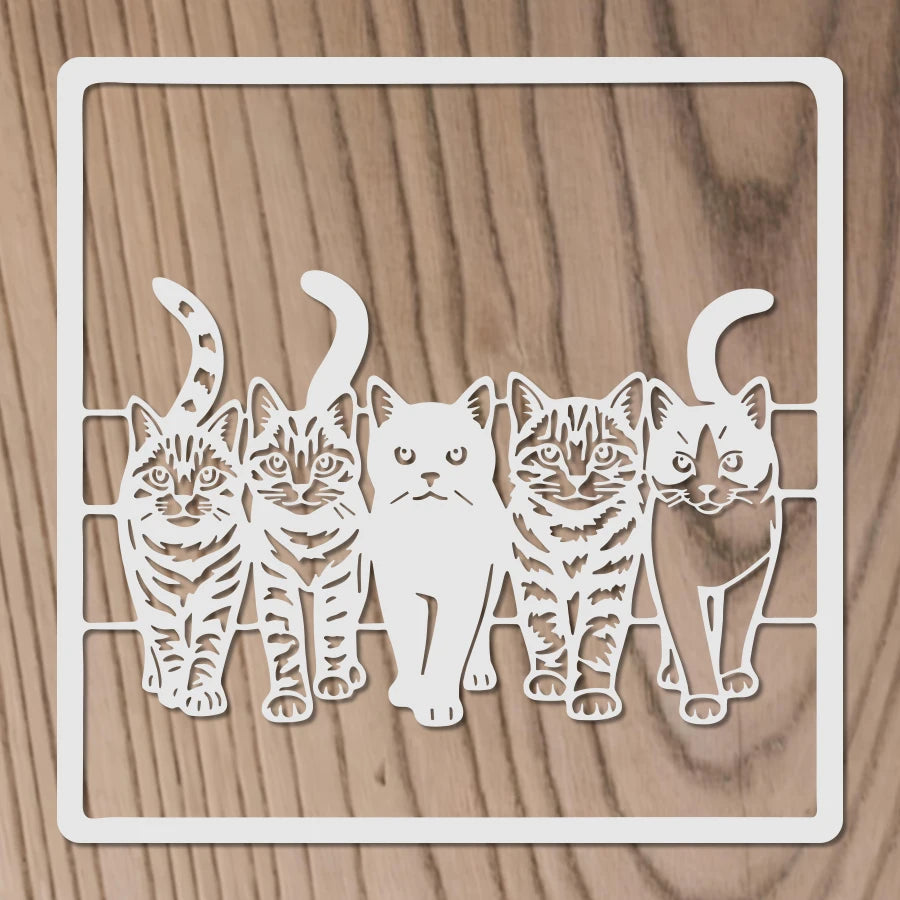 grille motifs chatons blanc moderne décoration murale bois 30cm 30cm bricolage