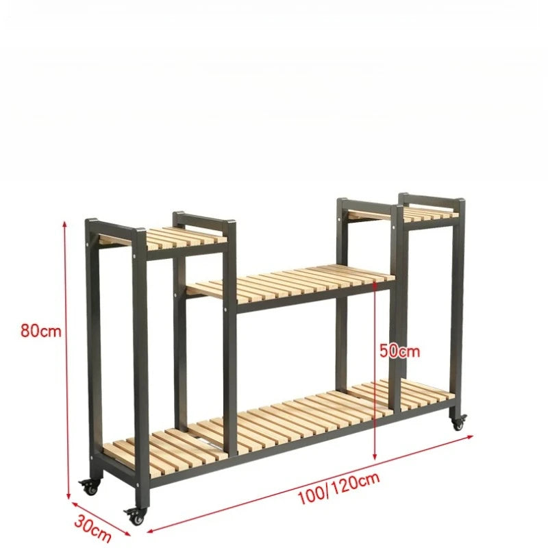 support plantes moderne niveaux gris métallique bois naturel assemblage facile