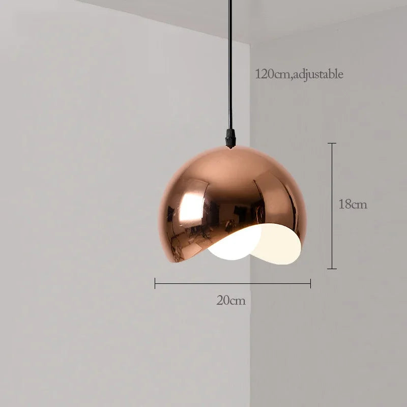 suspension lumineuse moderne rose doré brillante métallique câble noir éclairage scandinave e27