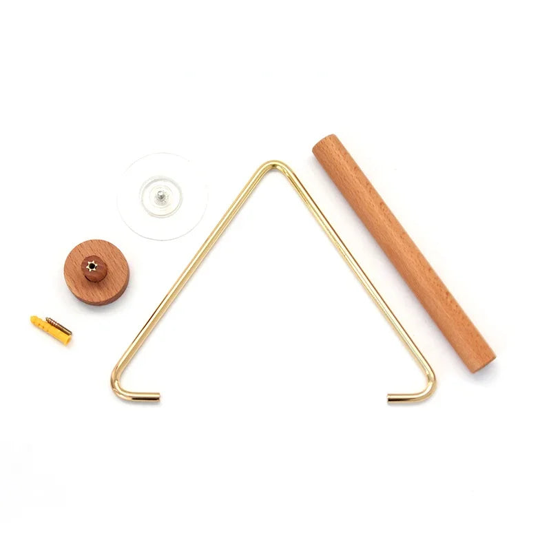 porte rouleau papier toilette bois marron blanc minimaliste moderne cuir inclusion métal doré