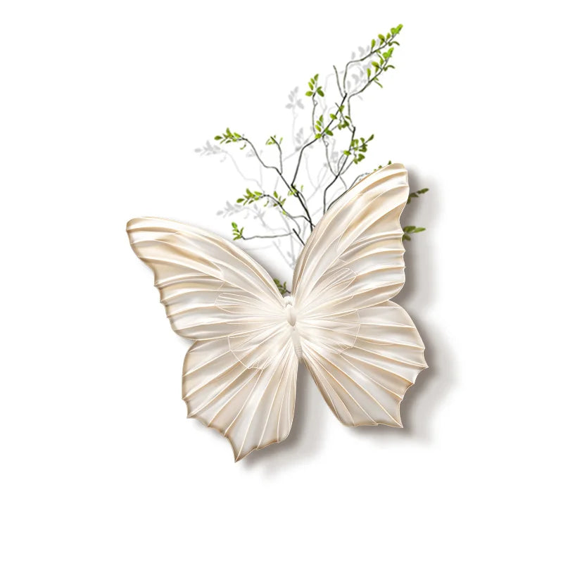 applique murale moderne papillon blanc feuilles vertes éclairage led chambre salon déco nordique