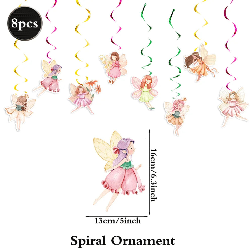 décoration fête anniversaire fées fleurs paillettes cake topper cupcakes spirales or rose