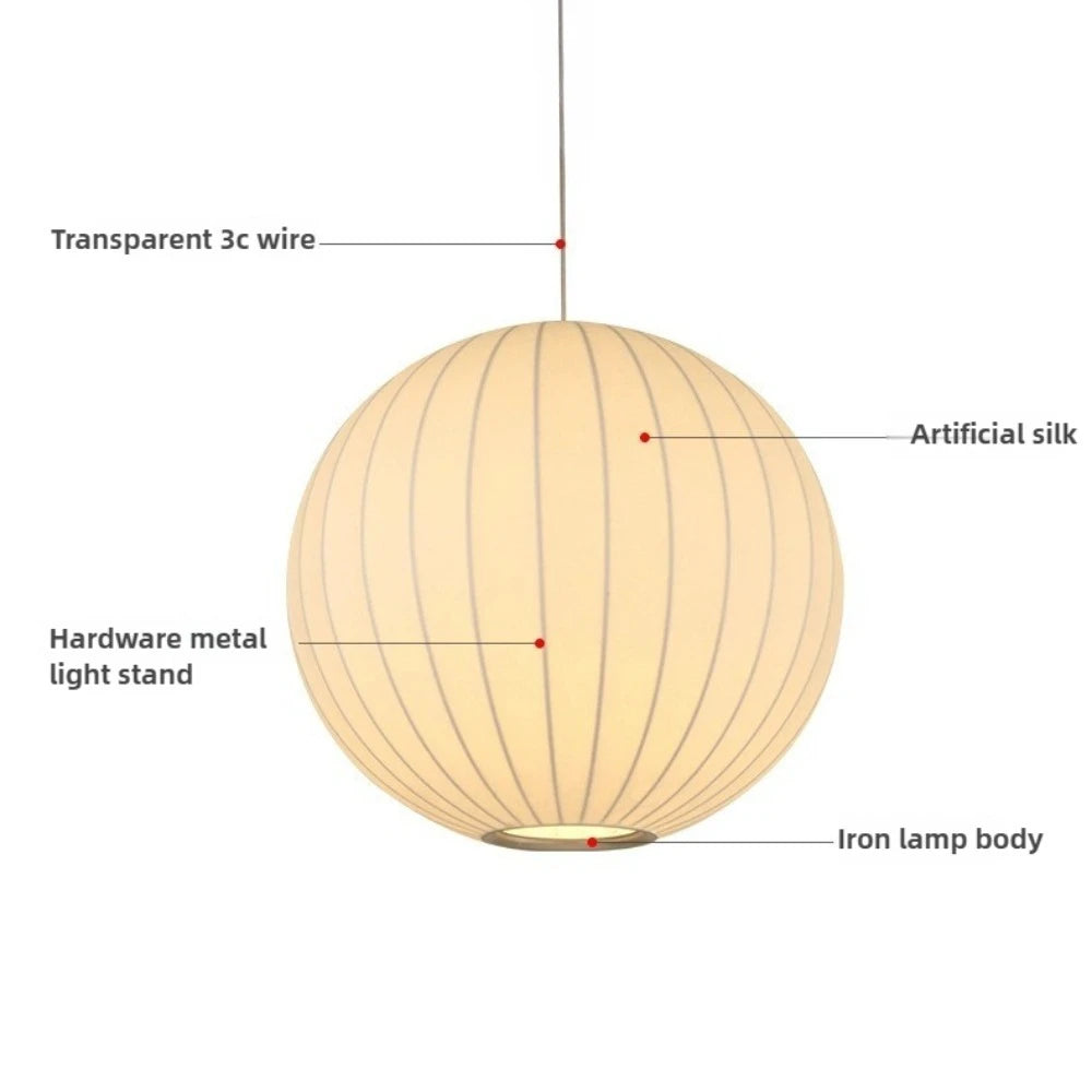 Lampe suspendue moderne blanche rayures noires tissu soie pied métallique fer autonome chambre restaurant