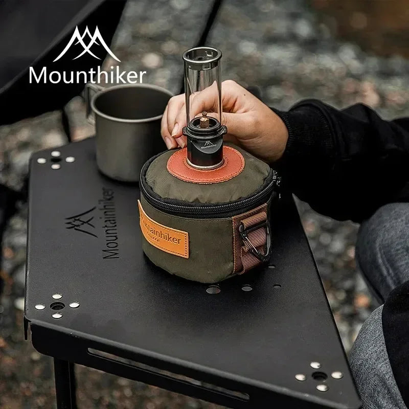 lanterne camping gaz verre transparent cuir marron pratique robuste poignée boîte rangement