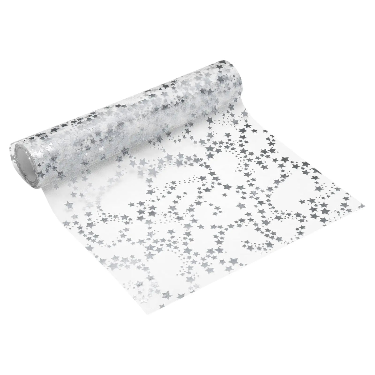 rouleau chemin table étoiles motifs argentés dorés festif translucide polyester maison