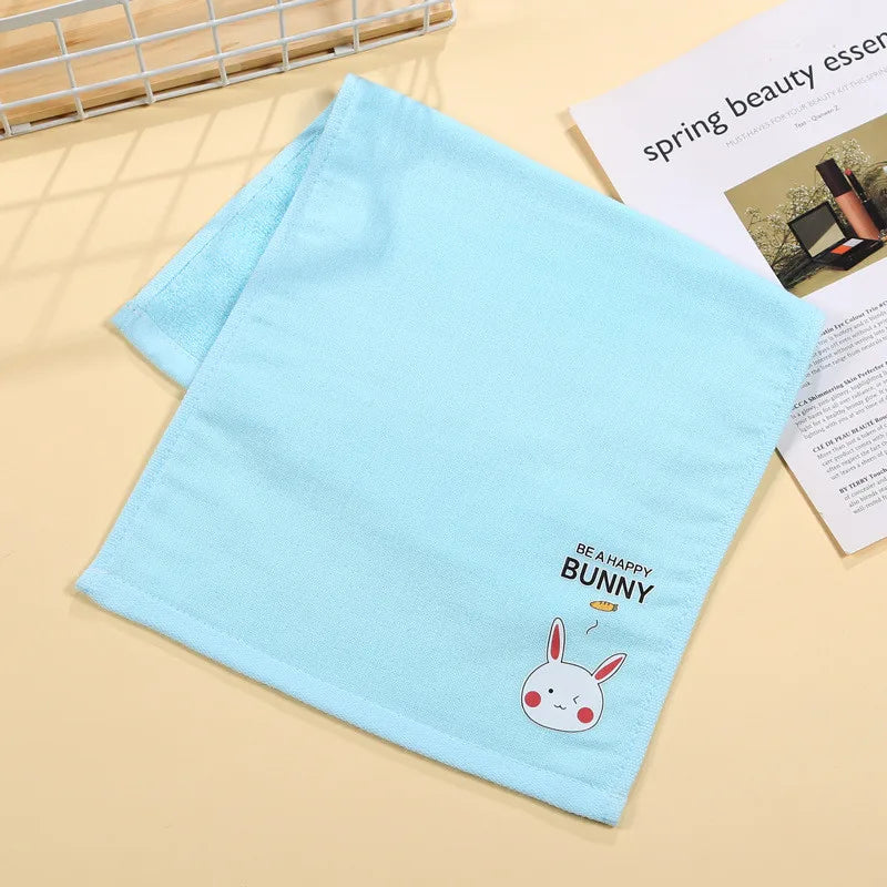 serviette main coton animée dessins animaux mignons enfant noël vert pastel roseclair bleuclair