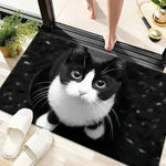tapis sol moderne antidérapant résistant bactéries rides couleurs noires blanches motifs chats fleurs salon