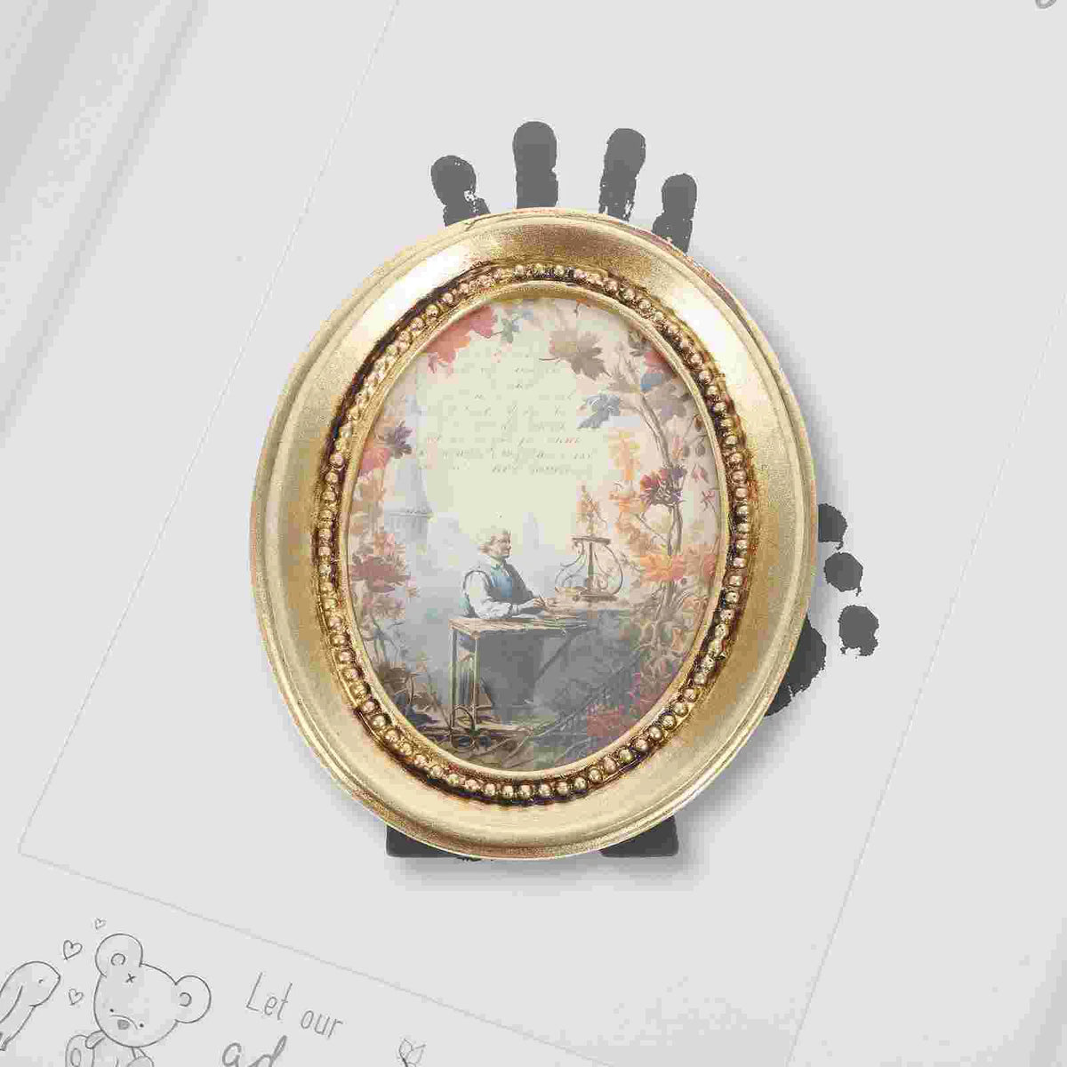 Cadre photo ovale vintage or relief floral portraits paysages decorationOpaqueintérieurbeige