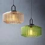 lampe suspendue moderne vert rose beige rayures horizontales opacité salon restaurant chambrehôtel