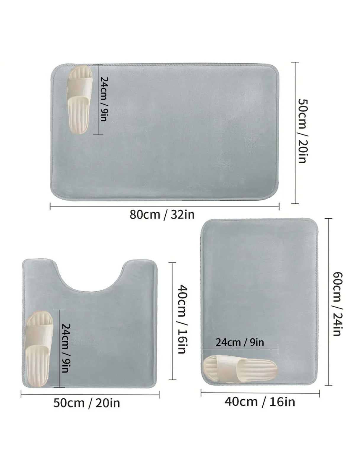 tapis bain gris uni doux moderne adhésif ensemble trois pièces chambre salle bain