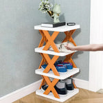 étagère pliante chaussures moderne minimaliste blanc vert orange rose gris croix plastique