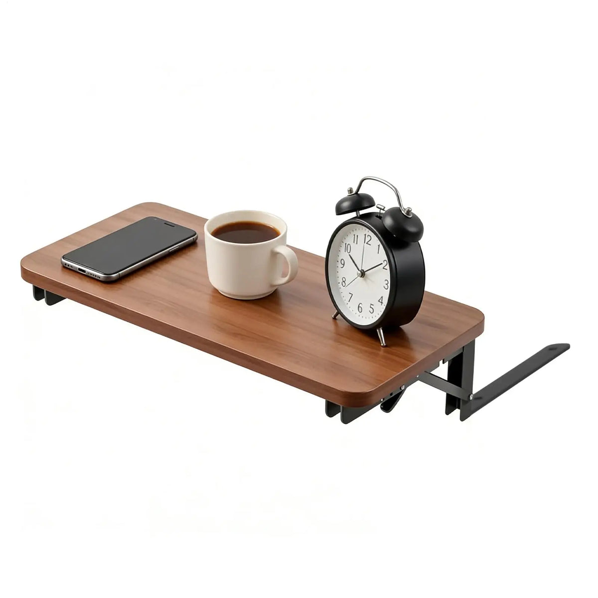 tablette escamotable bois lisse moderne téléphones tasses livre plantes réveil fixée mur chambre