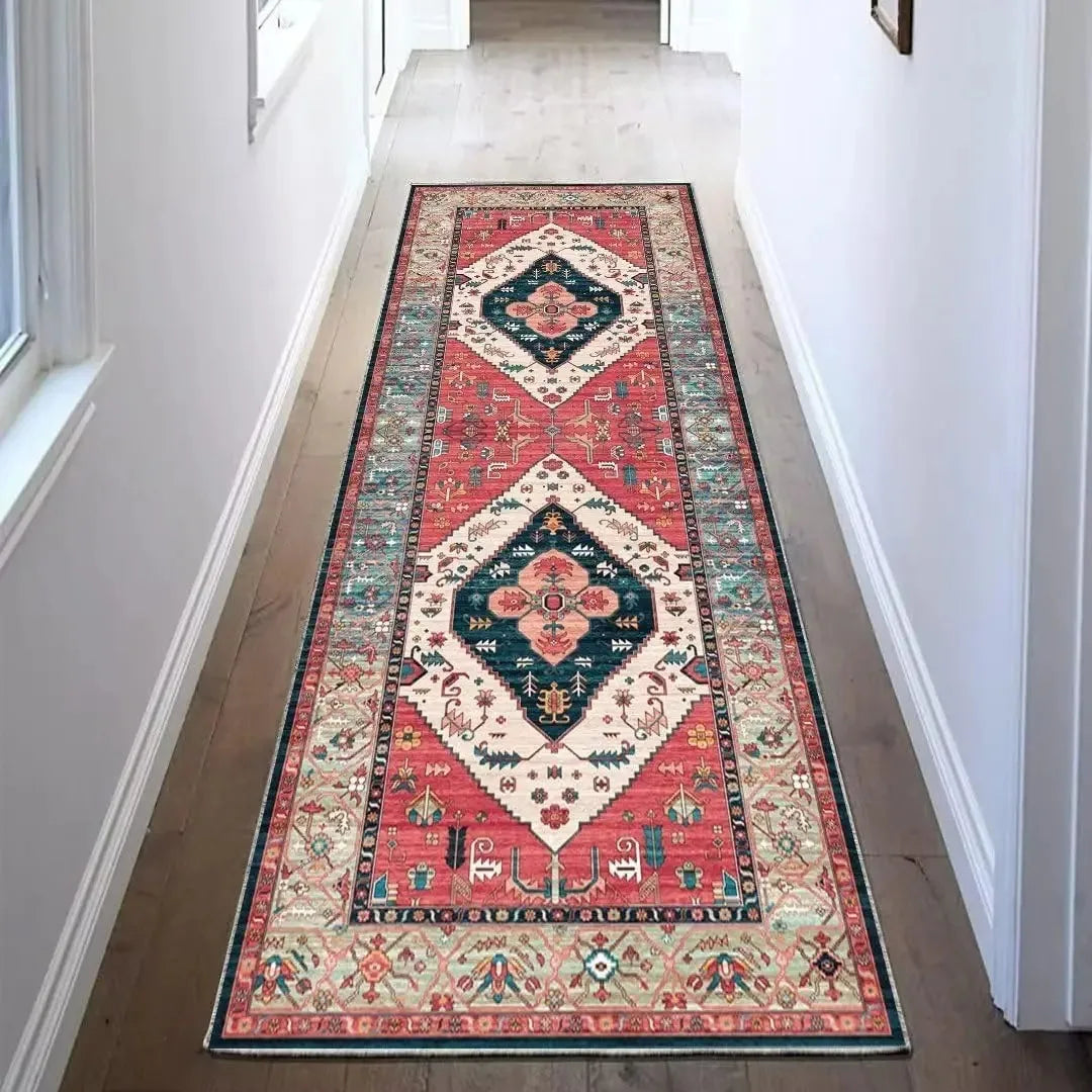 tapis traditionnel rouge motif floral adhésif extérieur intérieur moderne polypropylène polyester