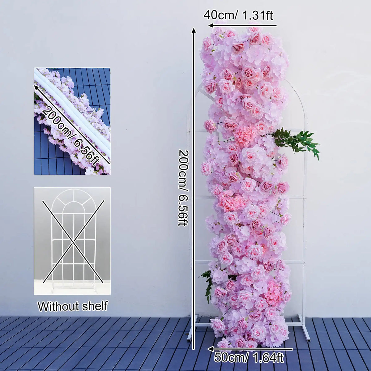arche fleurs roses blanches decoration mariage exterieur classique 2mètres soie artificielle