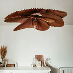 lampe suspendue moderne feuilles plissées marron clair salon chambre lumière blanc neutre chaleureuse