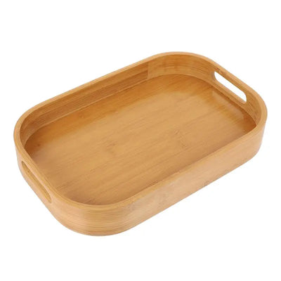 Plateau rectangulaire en bois bambou pour petit-déjeuner sur table
