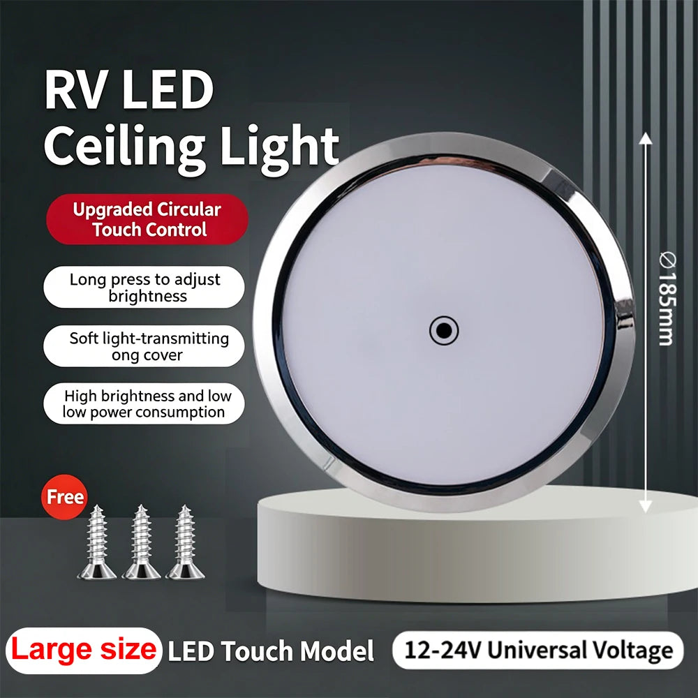 lampe led moderne adhésive éclairage intérieur véhicule blanc 6000k tactile 12v 24v 185mm 150mm