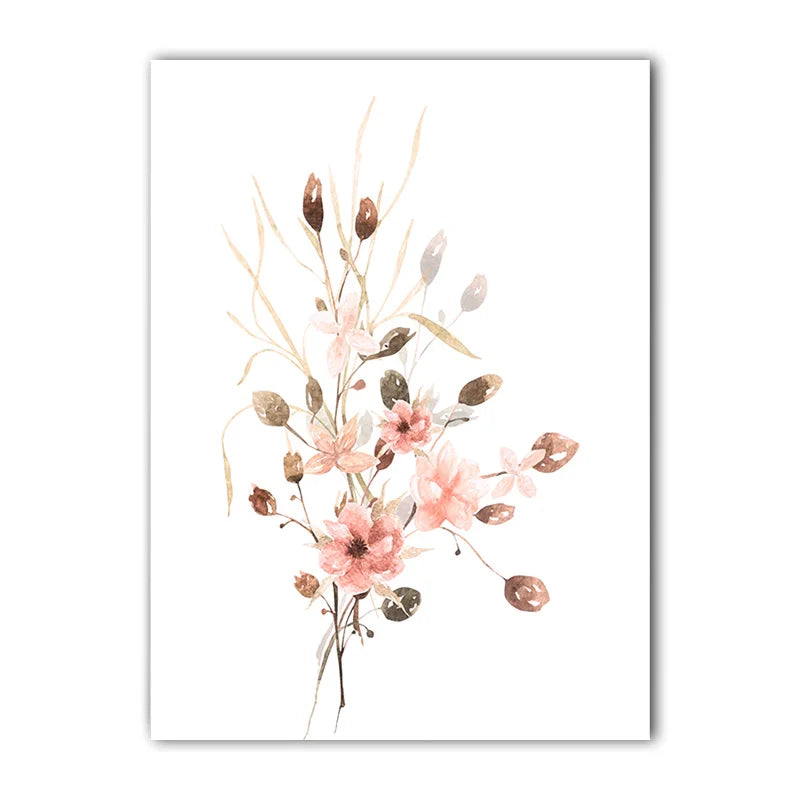 tableau toile fleurs feuilles motif botanique moderne décoration murale salon chambre cadre bois