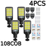 lampes solaires murales noires 108 led cob ip65 moderne télécommande capteur mouvement