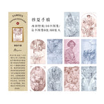 cartes postales artistes motifs monochromes dessins manuscrits peintres célèbres vintage lignes fines junk journal