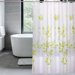 rideau douche fleurs papillons blanc vert clair moderne imperméable semi transparent crochet salle bain